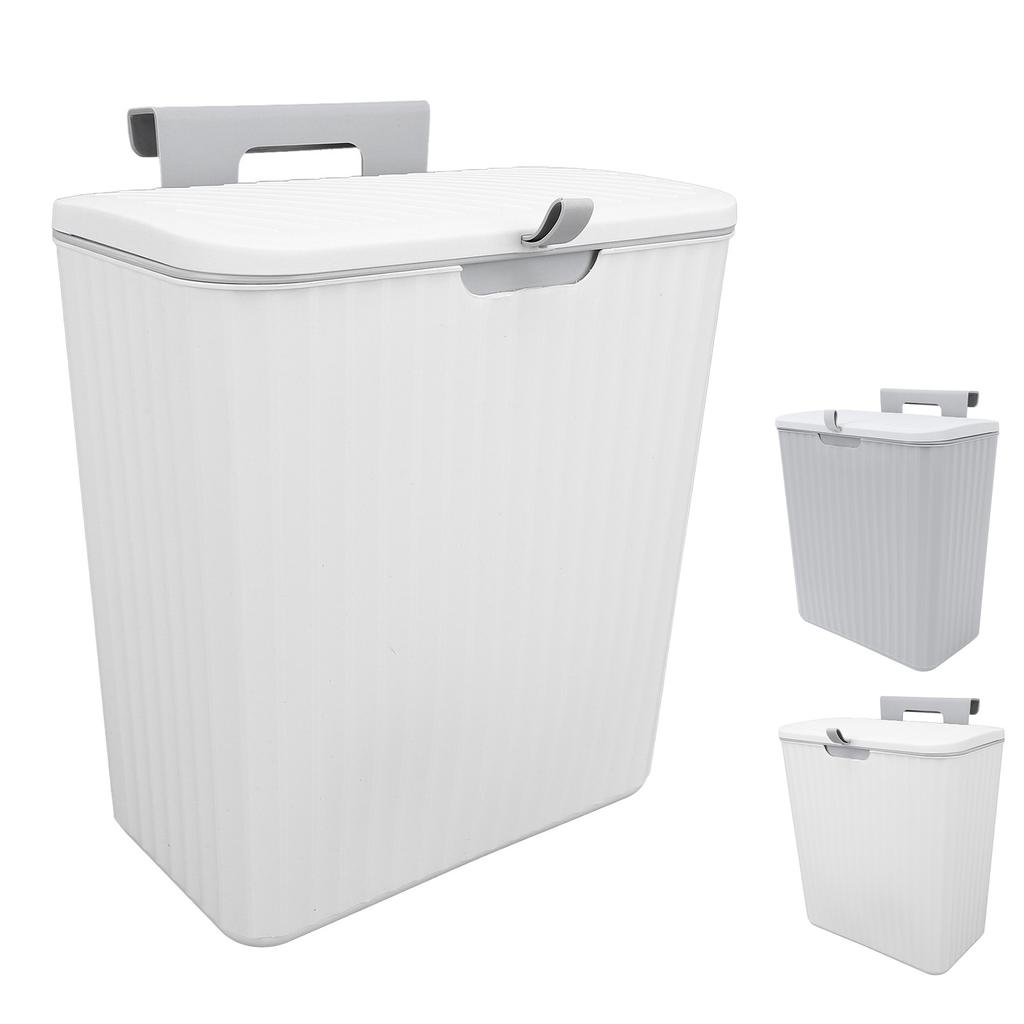 9L Kitchen Trash Can Wall Mounted with Lid Hanging Cabinet Door Trash Can for Kitchen Bathroom