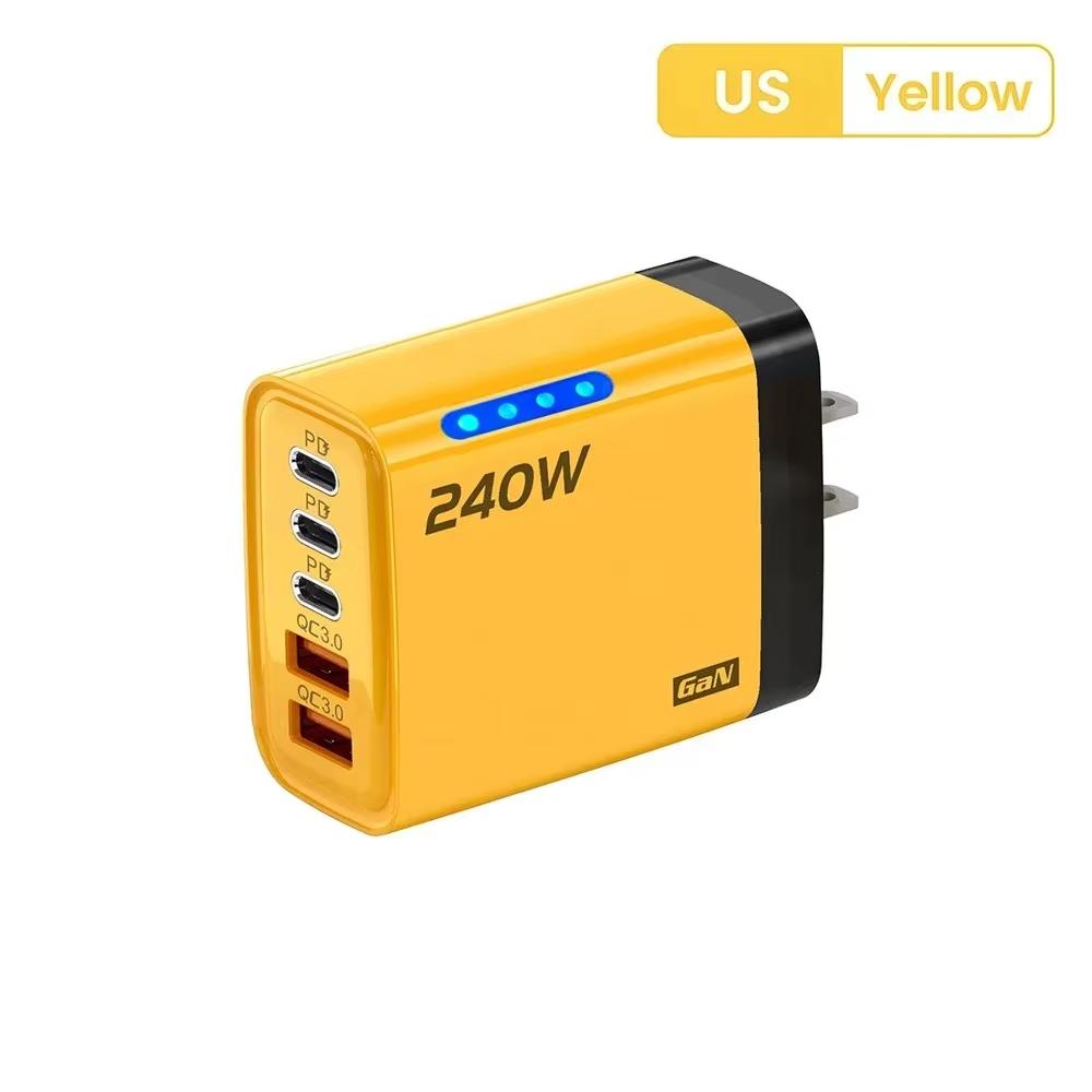 New 5 in 1 GaN Charger For 16 15pro Desktop Laptop Samsung 240W Fast Charging Adapter 120w Type To TypeC Cable Charger