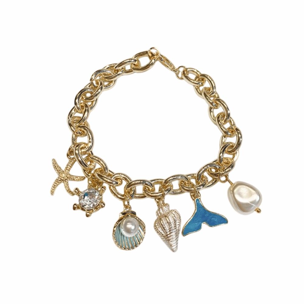 Ornaments Turtle Zinc Zinc Alloy Woven Bangle Zinc Zinc Alloy Rhinestone Pearl Shell Beaded Hand Chain  Daily