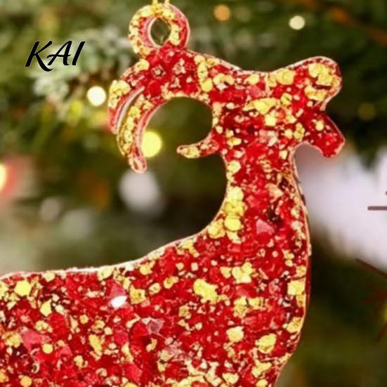 Holiday Party Decorations 2D Acrylic Goat Christmas Tree Ornament, Zodiac Hanging Pendant with Gold String, Year Festive Supplies of The Ornament