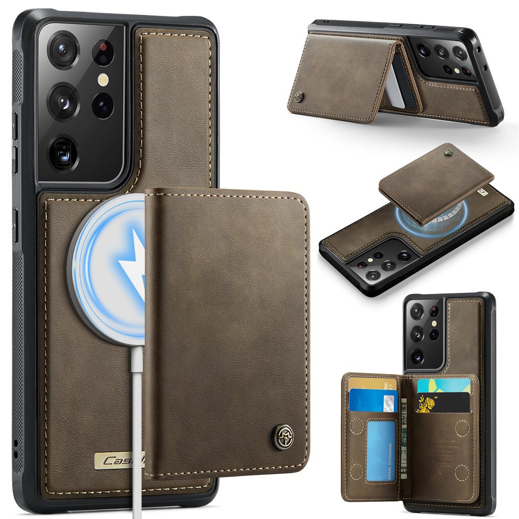Для Samsung Galaxy S21 Ultra 5G Магнитный чехол CASEME Серия ME80 Кожаный PC TPU Чехол для телефона со съемным кошельком