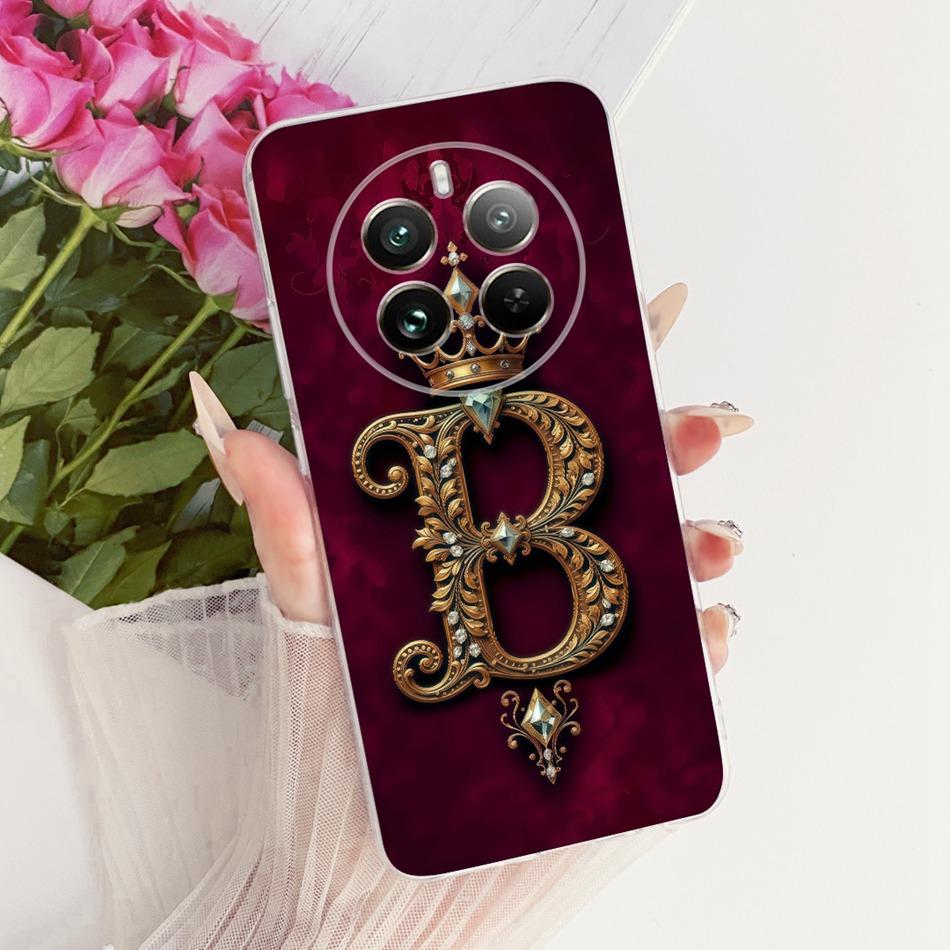 Для Realme 12+ 12X 12 5G Чехол для телефона с королевской короной и инициалами для пары Для Realme12 5G 12Plus 12X Мягкий силиконовый TPU Чехол-бампер