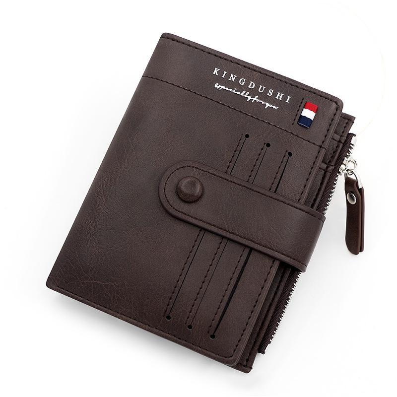 Brand Men PU Leather Short Wallet with Zipper Coin Pocket Vintage Big Capacity Male Short Money Purse Card Holder