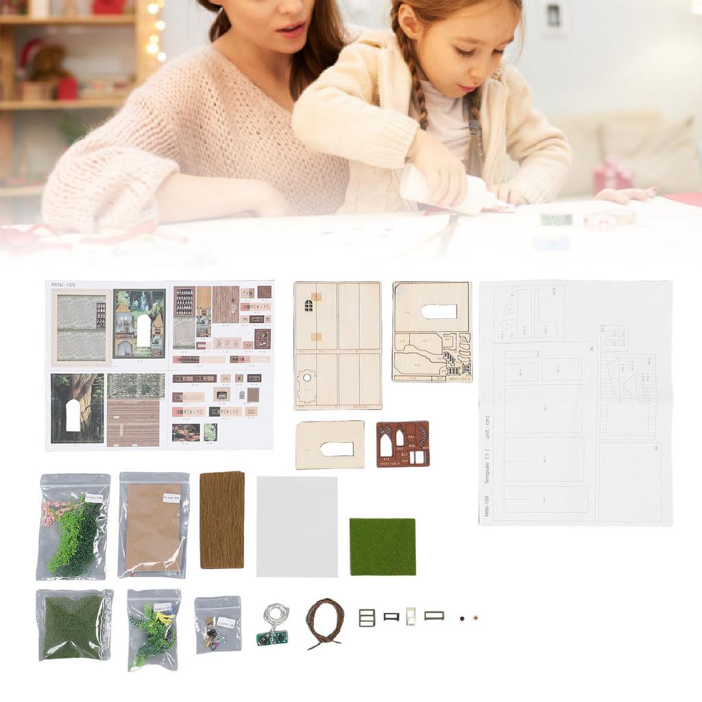 Набор для сборки дома своими руками со светодиодной лентой, открытый/закрытый, миниатюрный деревянный дом, набор для сборки, настольное украшение