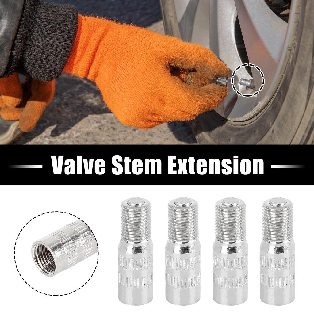 uxcell Удлинитель штока клапана Удлинитель штока клапана Адаптер удлинителя штока автомобиля хром 4 шт 25 мм