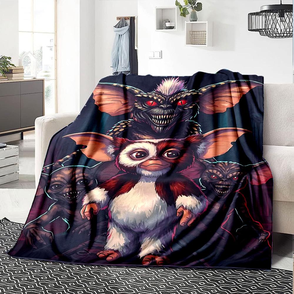 1 шт. Плед Gremlins Gizmo, Мягкий фланелевый, Уютный, Всесезонный полиэстер, Идеально для дома, офиса