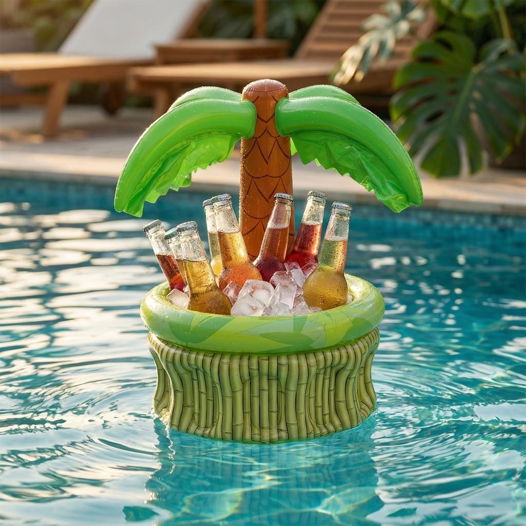 Inflatable Tree Cooler, Hawaiian Luau Party Drink Holder, Floating Pool Beverage Bucket For Summer Beach, Pool Party & BBQ