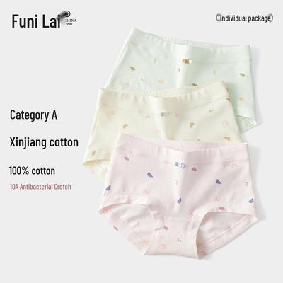 Женские хлопковые трусы средней посадки с мультяшным принтом Funi Lai