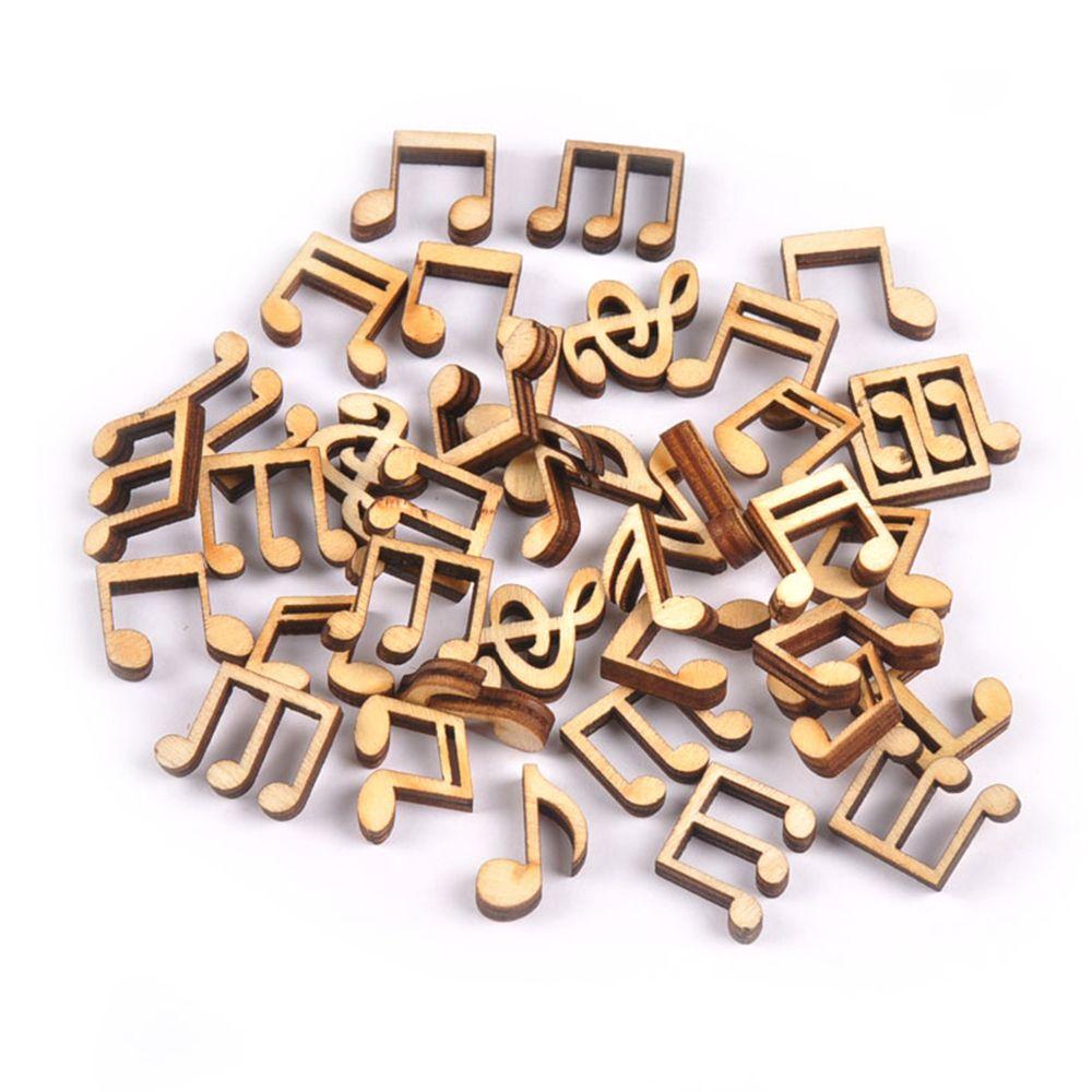 100Pcs Arts Card Making DIY Craft Natural Wood Scrapbooking Embellishment Music Notes Wooden