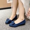Модные женские балетки Осень Новые Круглый носок Мелкий вырез Тканевая поверхность Бант-бабочка Мягкая подошва Нескользящие Низкие туфли