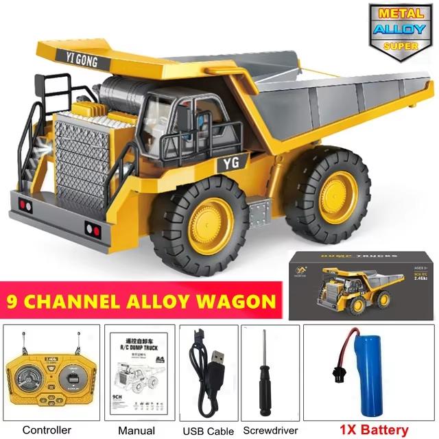 4WD Игрушечный экскаватор на радиоуправлении Радиоуправляемый самосвал RC Гусеничный бульдозер Строительный багги Автомобиль со светом и звуком
