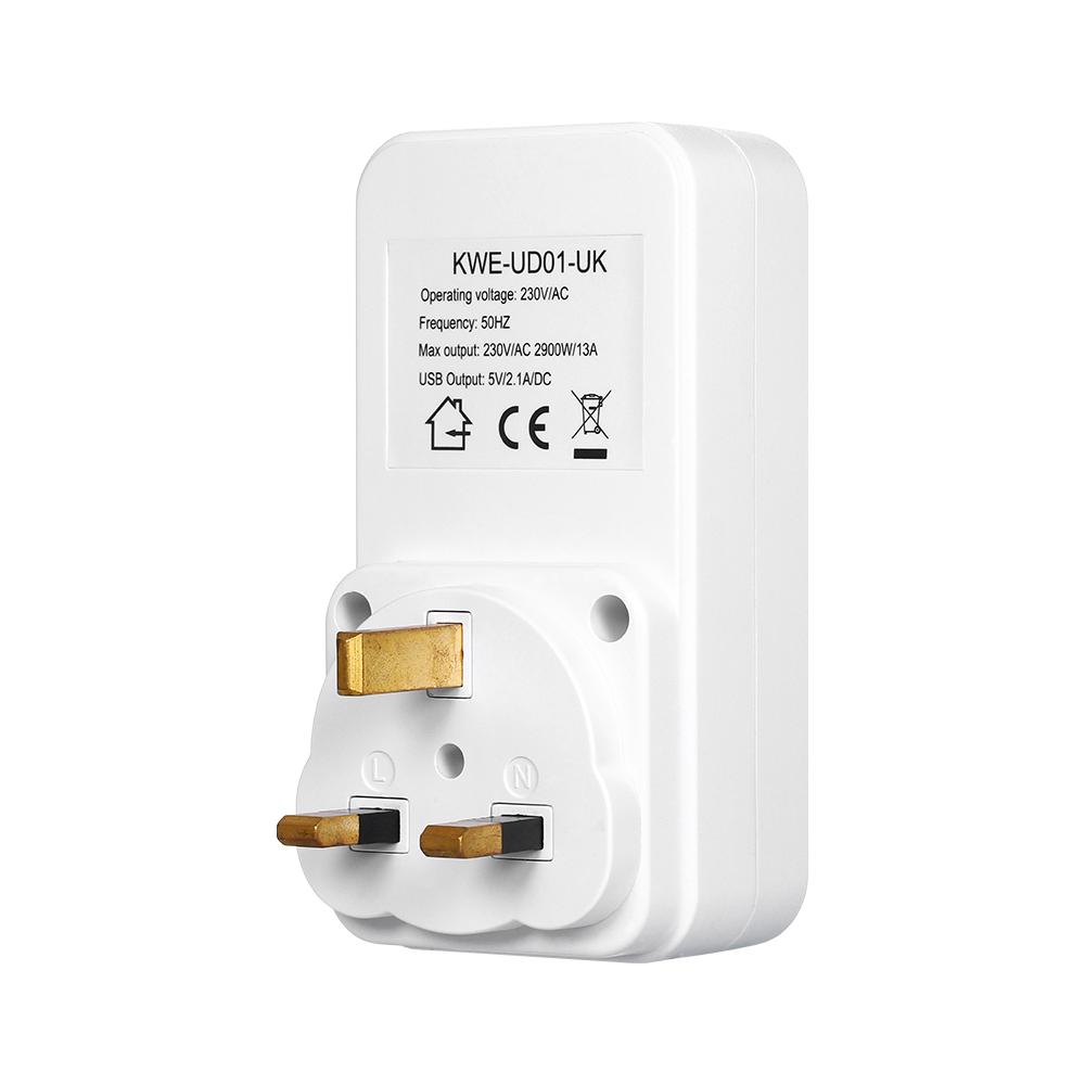 Розетка с таймером обратного отсчета и 2 USB-портами 5 В 2,1 А, вставляемая в розетку, контроллер времени для электроприборов -- Штепсельная вилка UK AC 230 В