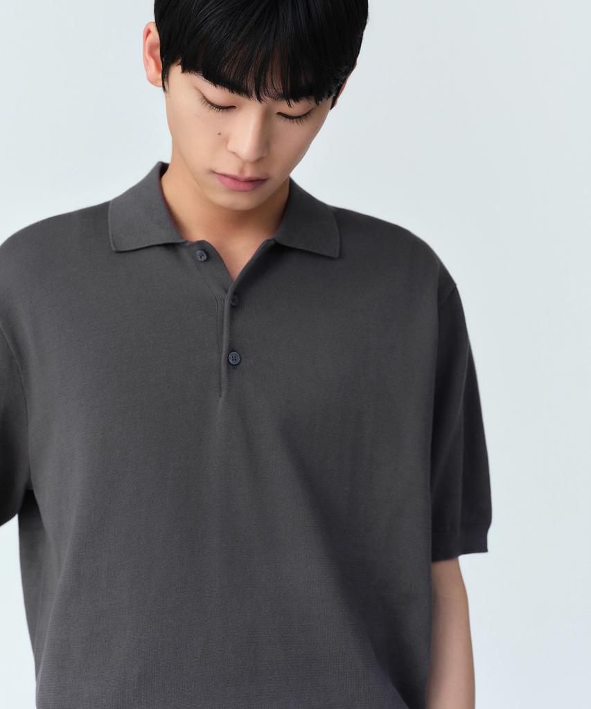 MUSINSA STANDARD Washable Supima Cotton Knitted Polo Shirt [Grey]