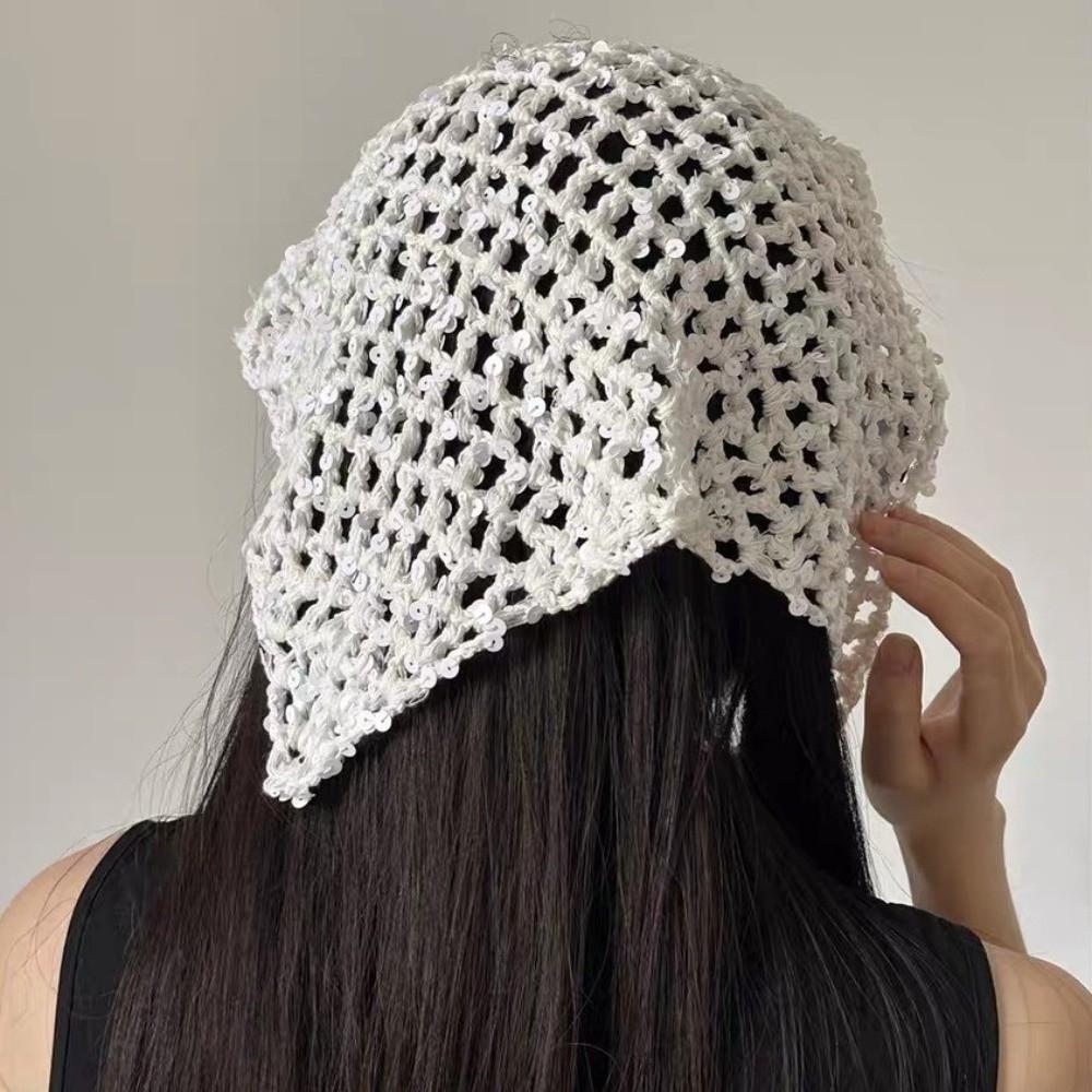 Bohemian Tassel Knitted Triangle Scarf Multi-functional Crochet Headscarf Hollow Shawl Girl