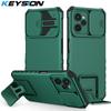 KEYSION Shockproof Case for Realme C35 C31 C21Y C25S C20 15 C11 2021 Push Pull Camera Protection Stand Phone Cover for OPPO A16K