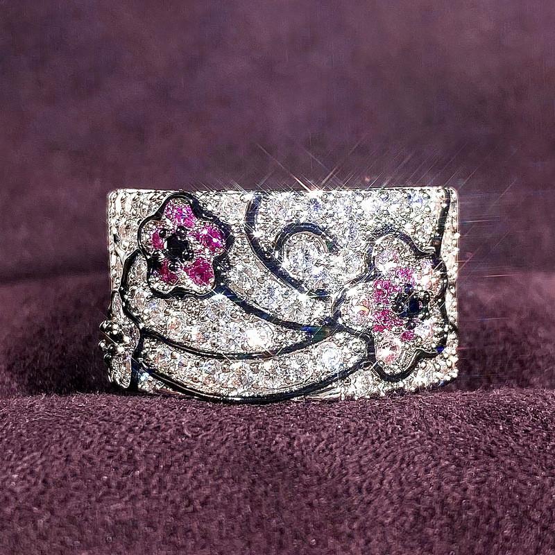 CopperFlower Design Finger Ring for Women Luxury Lady Aesthetic Fashion Jewelry Engagement Gorgeous Wedding Band