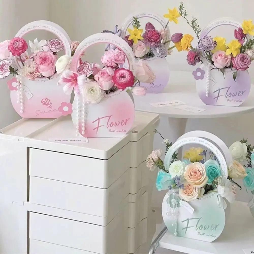 2pcs Foldable Handheld Flower Box Paper Gift Packaging Boxes Flower Arrangement Box  Room Decor