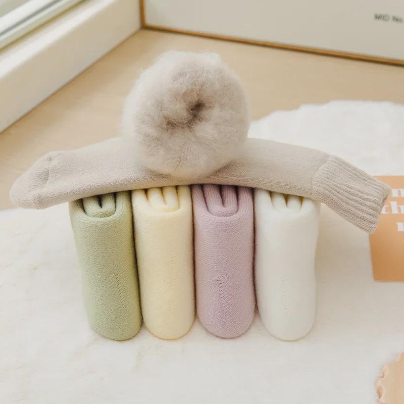 Женские флисовые носки Zhuji средней длины: Плотный, теплый бархат для осени/зимы — идеально подходит для сна и родов