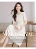 Elegant round neck slim fit A-line skirt