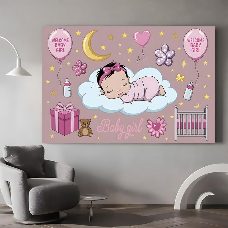 2D plane 1 YSW evening banner (with stars and moons) - wall decoration baby party decoration
