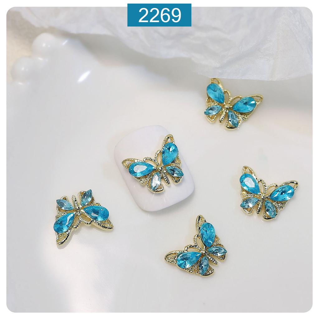 Nail Art Accessories Dream Crystal Butterfly Zircon Super Flash Three-Dimensional Alloy Nail Butterfly Accessories