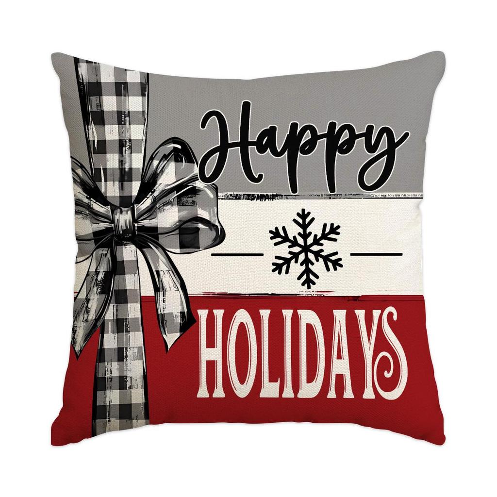 Горячая распродажа Рождественская наволочка из искусственного льна с принтом елки и снеговика - Праздничная декоративная наволочка для диванной подушки