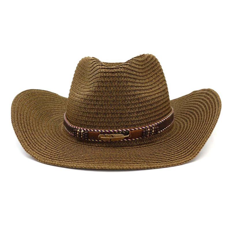 Straw Cowboy Hat Men Cowboy Hat Straw Women Sun Hat for Beach Outdoor