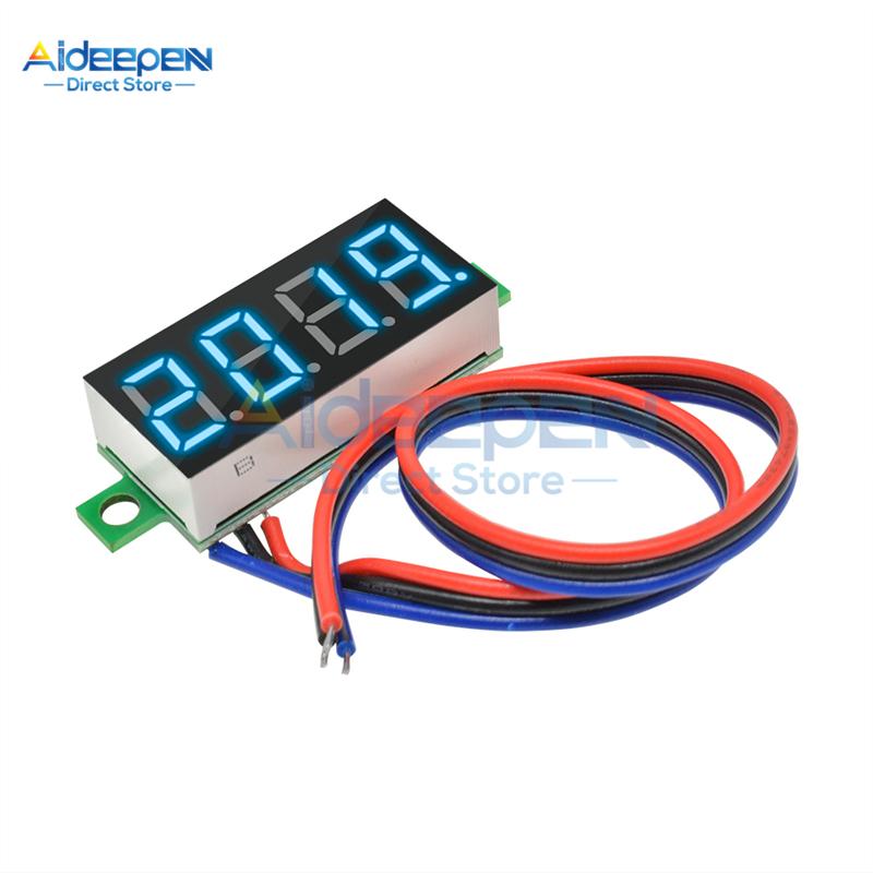 0.36 inch DC 0-100V Mini 3 Wires 4 Bit LED Digital Voltmeter 0.36" DC 0.000V-100.0V Voltage Meter Voltage Tester 12V 24V