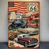 Винтажная металлическая жестяная табличка Route 66 Ретро Американское Дорожное Путешествие Настенный Декор Гараж Бар Кафе Табличка Железное Искусство