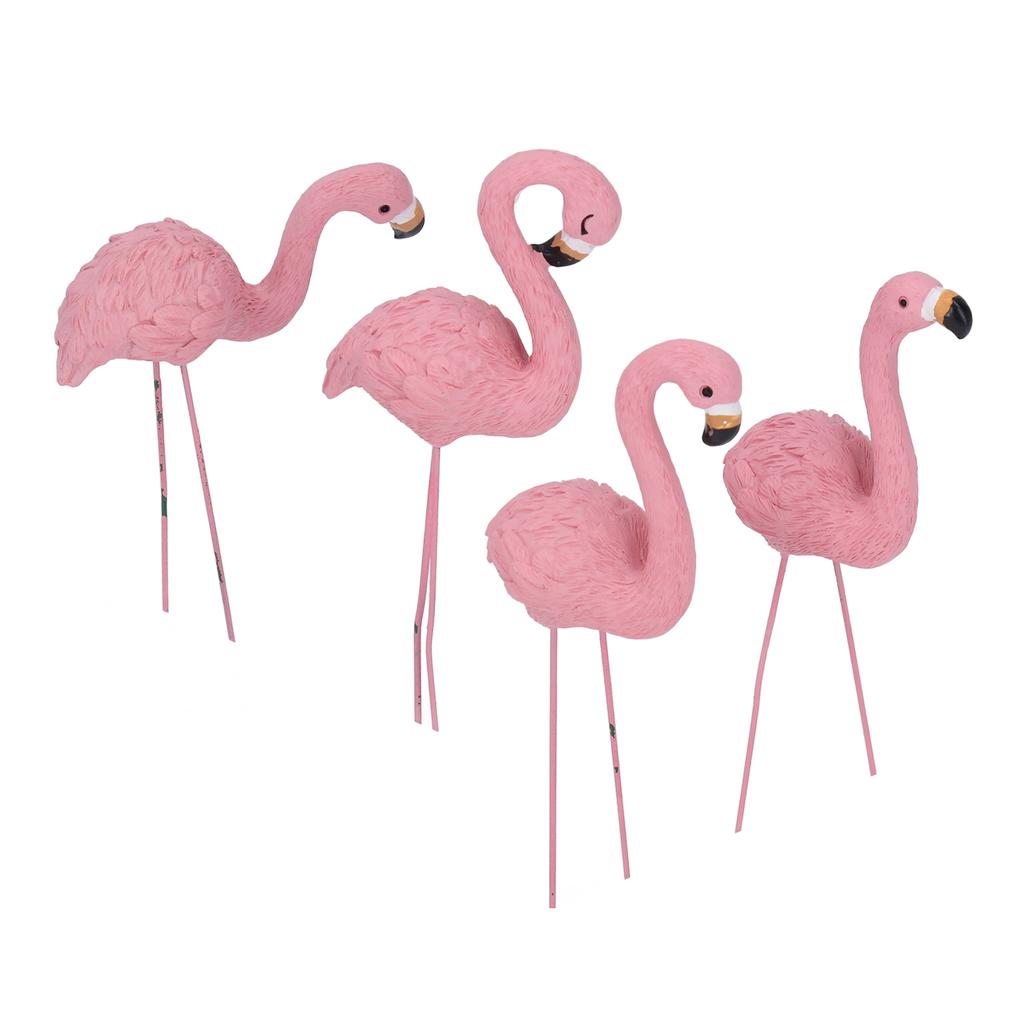 4 Pcs Pink Flamingo Garden Statue Fine Details Stylish Vivid Small Flamingo Statue for Yard Lawn Patio Decorations Gifts