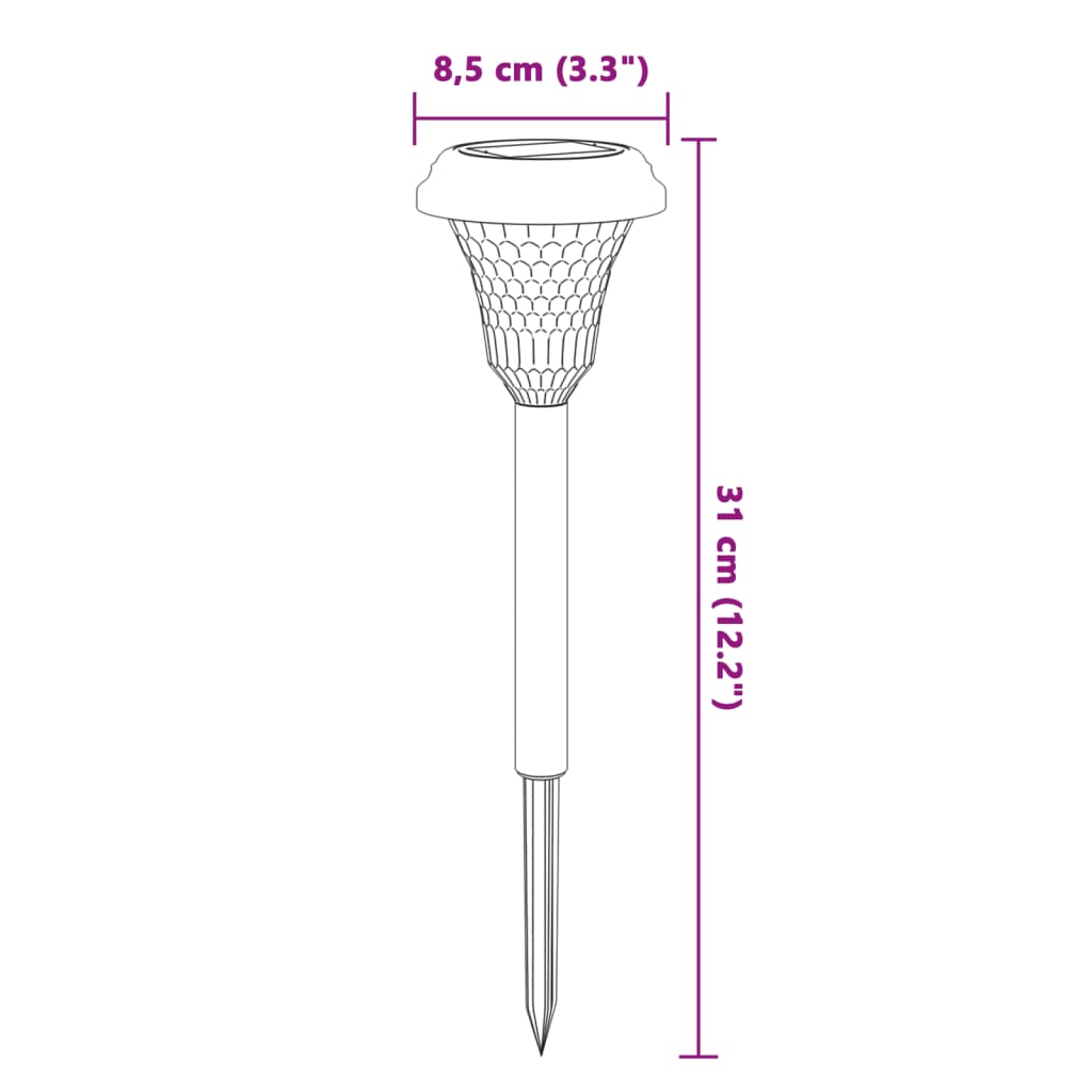 Solar Path Lights with Ground Spikes 12 pcs White Black