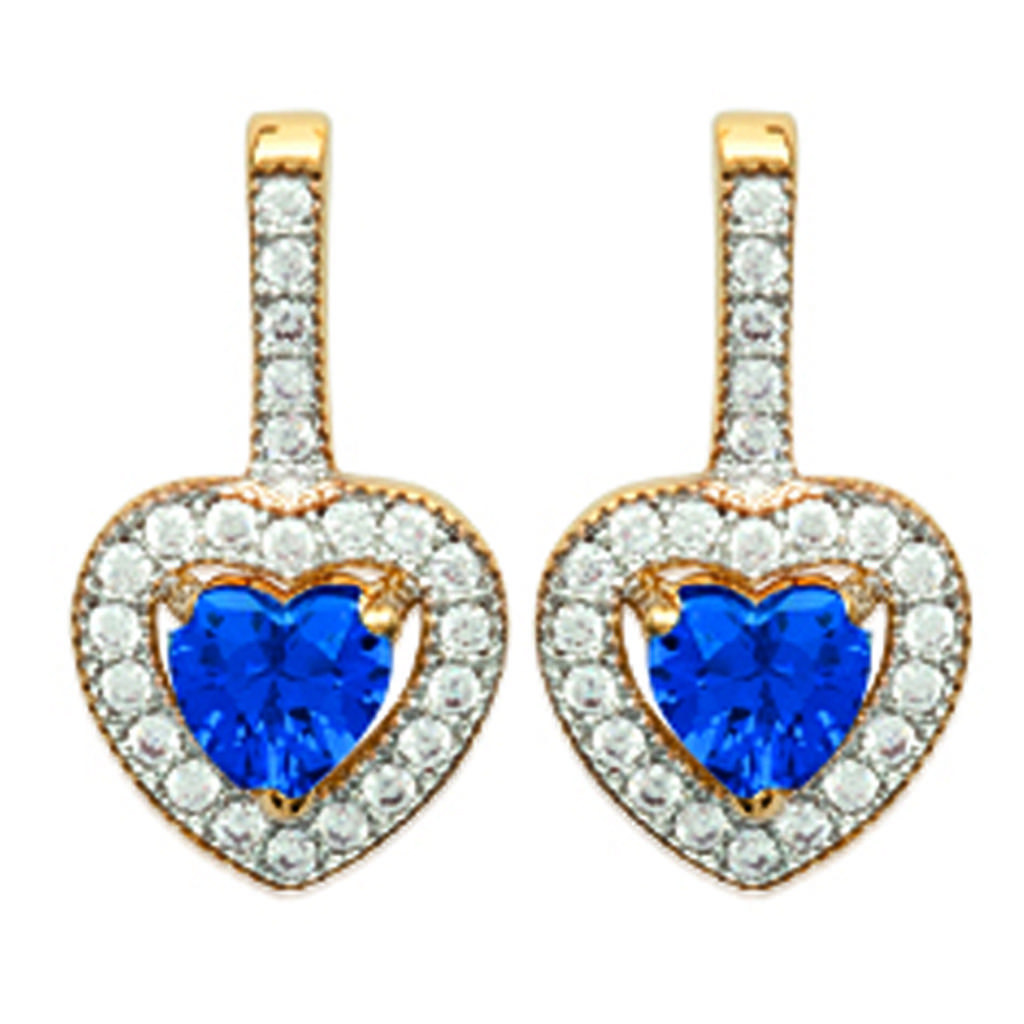 Les Trésors De Lily [L3741] - Gold Plated 'Love' White Sapphire Gold Earrings - 15x8 Mm