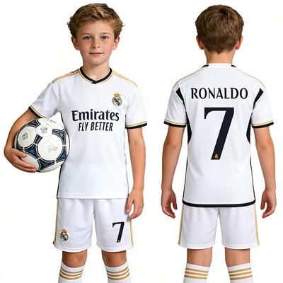 Детский футбольный комплект Real Madrid CR7 №7 Роналду Шорты Носки Белый Молодежный спортивный комплект
