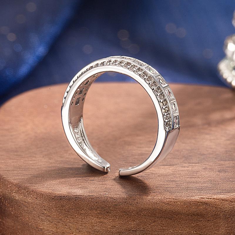925 Sterling Silver Jewelry AAA+ Crystal Line Drill Finger Rings for Women Wedding Party Jewelry for Girls Friend Gift