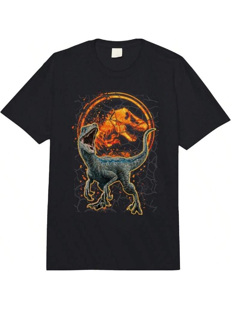 Взрослая футболка премиум-класса Jurassic Worlds Two Blue Raptor Magma Icon Graphic Comforts Colorss