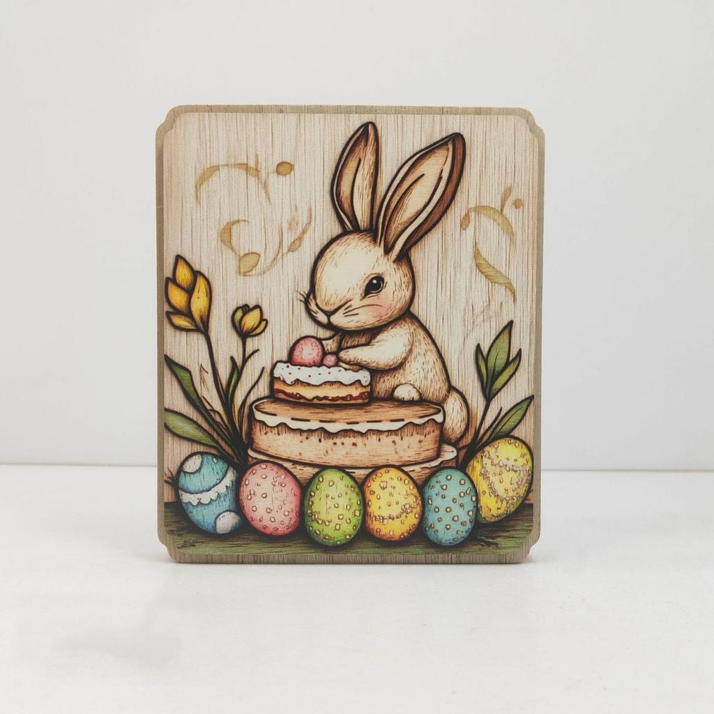 Wooden Easter Bunny Tiered Ornaments Rustic Cute Party Favors