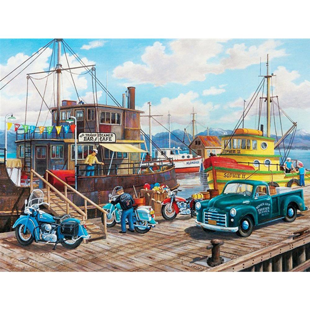 Полный дрель 5d наборы алмазной живописи новые поступления прибрежный город вышивка крестом Алмазная мозаика украшение корабля для дома