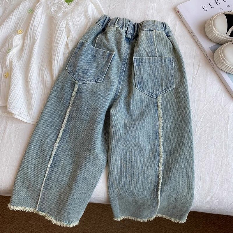 Girls' Pants Spring Fashion Straight Jeans Wide-leg Pants Spring and Autumn Children's Trousers