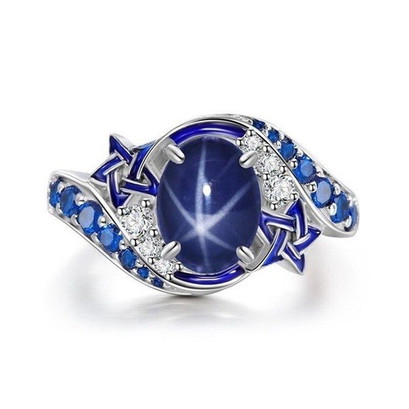 Luxury Fashion Natural Sapphire Ring Rings for Women Promise Beautiful Bride Romantic Wedding Engagement Anniversary Gift