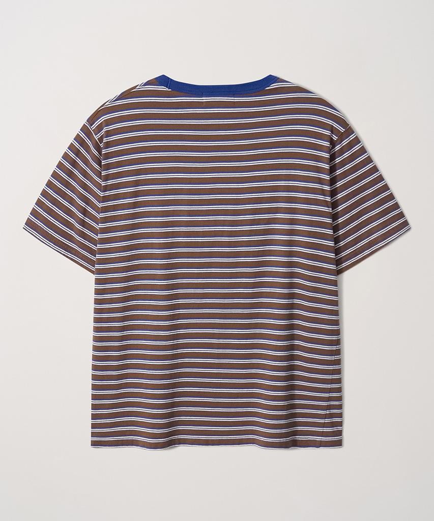 Хлопковая футболка с коротким рукавом и полосками color block от EDWARDMAX (коричневый)