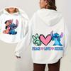 Женская толстовка с капюшоном Stitch Осень Зима Теплый пуловер Милый мультяшный принт Мода Уличная одежда Активный отдых