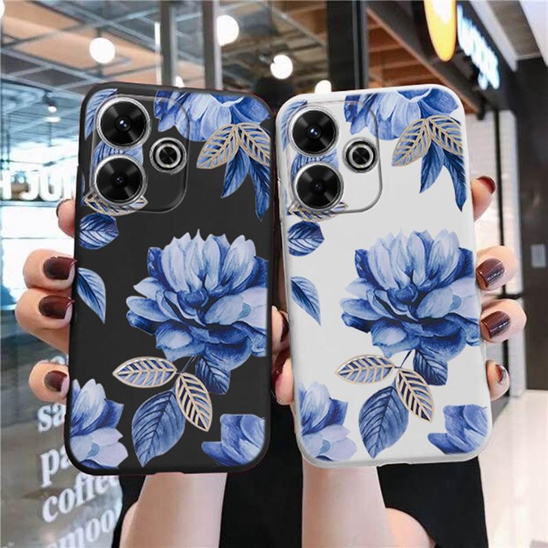 Мягкий силиконовый чехол с цветами для Samsung A55 A35 M35 S24 Xiaomi Redmi Note 13 Pro 13C 14 Poco C65 iPhone Huawei Honor 200 Realme Camera Противоударный чехол