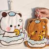 Мягкое полотенце для рук Panda Bubu Dudu Двухслойное Толстое Впитывающее Коралловый Флис Подвесное Полотенце Милое Полотенце с Мультяшным Медведем для Дома