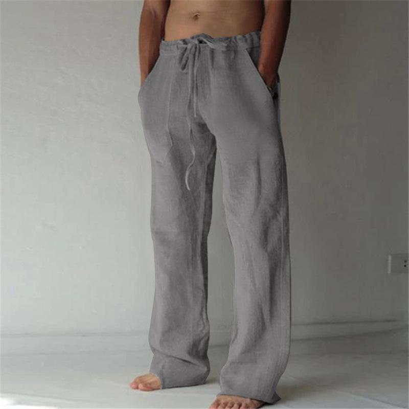 New Men's Trousers Hemp Casual Solid Color Thin Linen Men's Trousers Spot