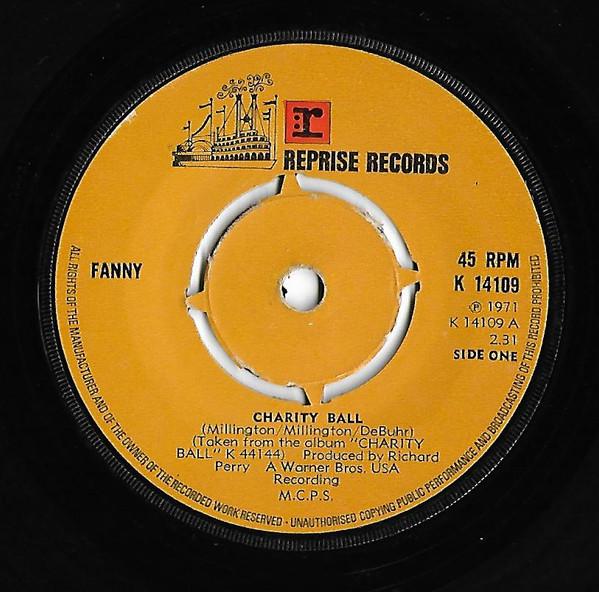 7-дюймовая пластинка FANNY Charity Ball K14109 Reprise Records 1971 UK Rock Б/у