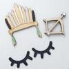 Childrenswear 2Pcs Wooden Eyelashes DIY Kids Bedroom Living Room Decal Wall Sticker Decoration