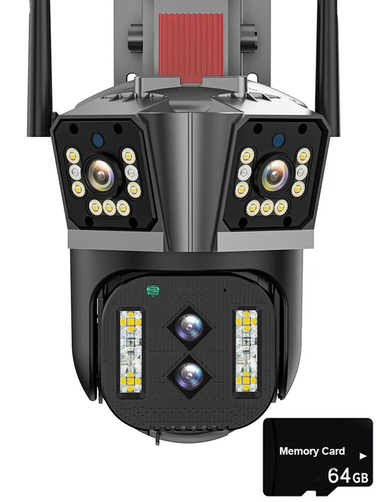 IPC360 Домашнее приложение 16MP 8K Камера безопасности 4 объектива 10-кратный зум 3 экрана Wi-Fi PTZ-камера Двустороннее аудио Автоматическое отслеживание цвета Ночное видение