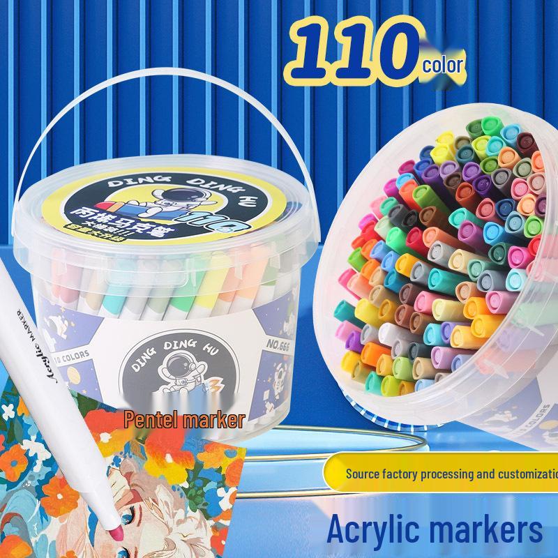 Набор акриловых маркеров Dingdinghu 110 цветов, штабелируемые, для детского рисования на непрозрачной бумаге