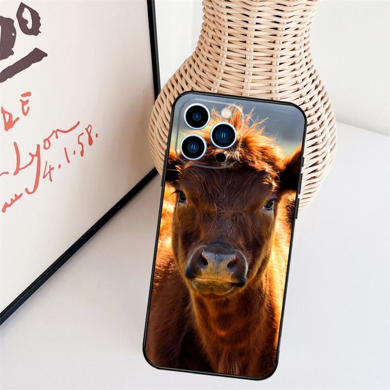 Забавный чехол для телефона с лицом коровы для iPhone 16 15 Pro Max 11 12 13 Mini 14 Plus X XR XS Max