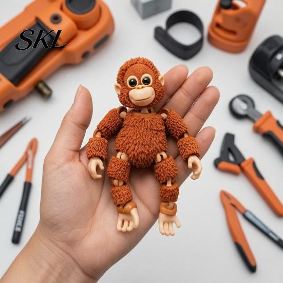 3D Printed Gorilla Toy Mini Figurine with Articulated Joints, Small Desktop Ornament Stress Relief Toy, Creative Cute Animal Model Gift for